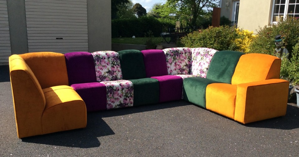 Large colourful sofa